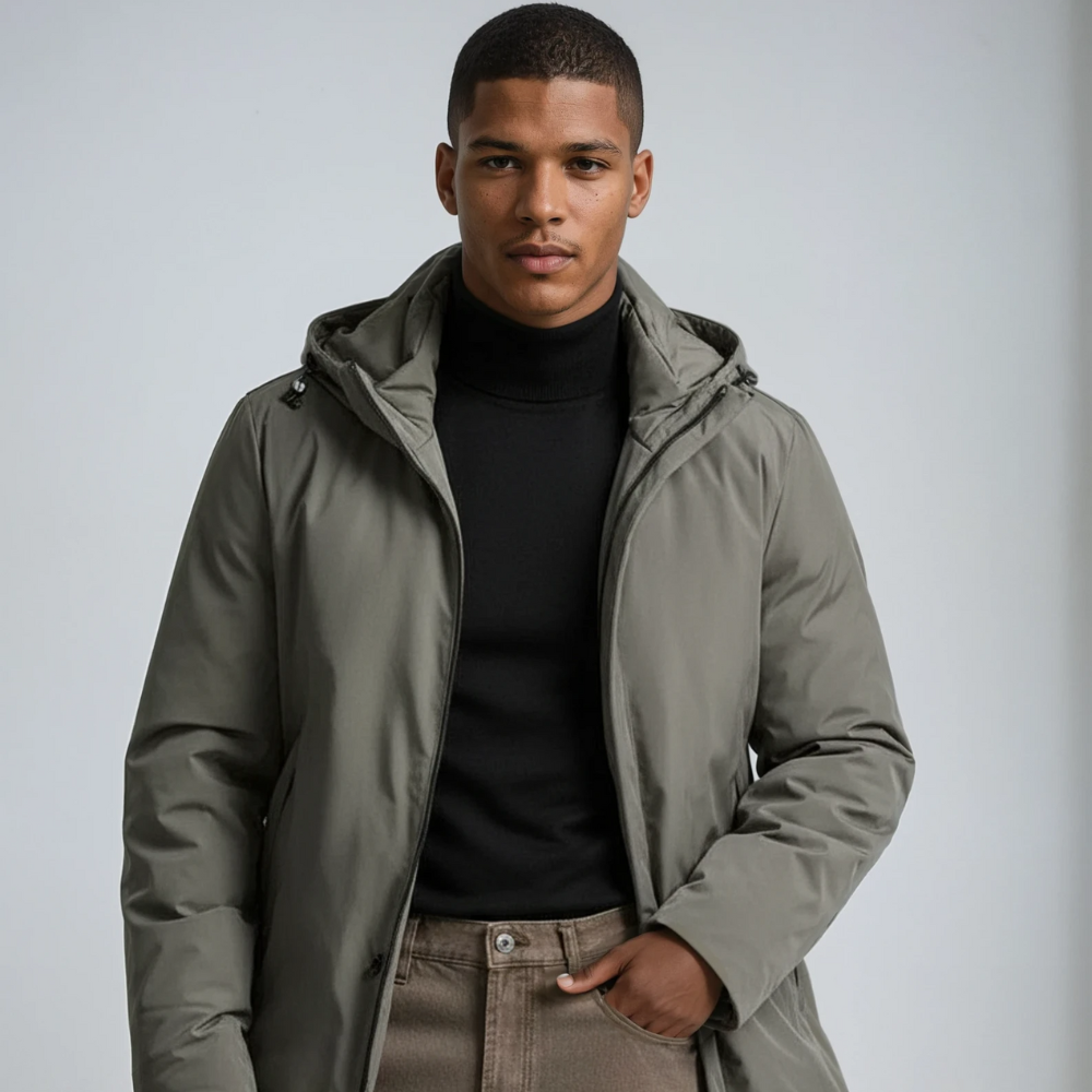 Men’s Coat with Water-Repellent and Windproof Finish