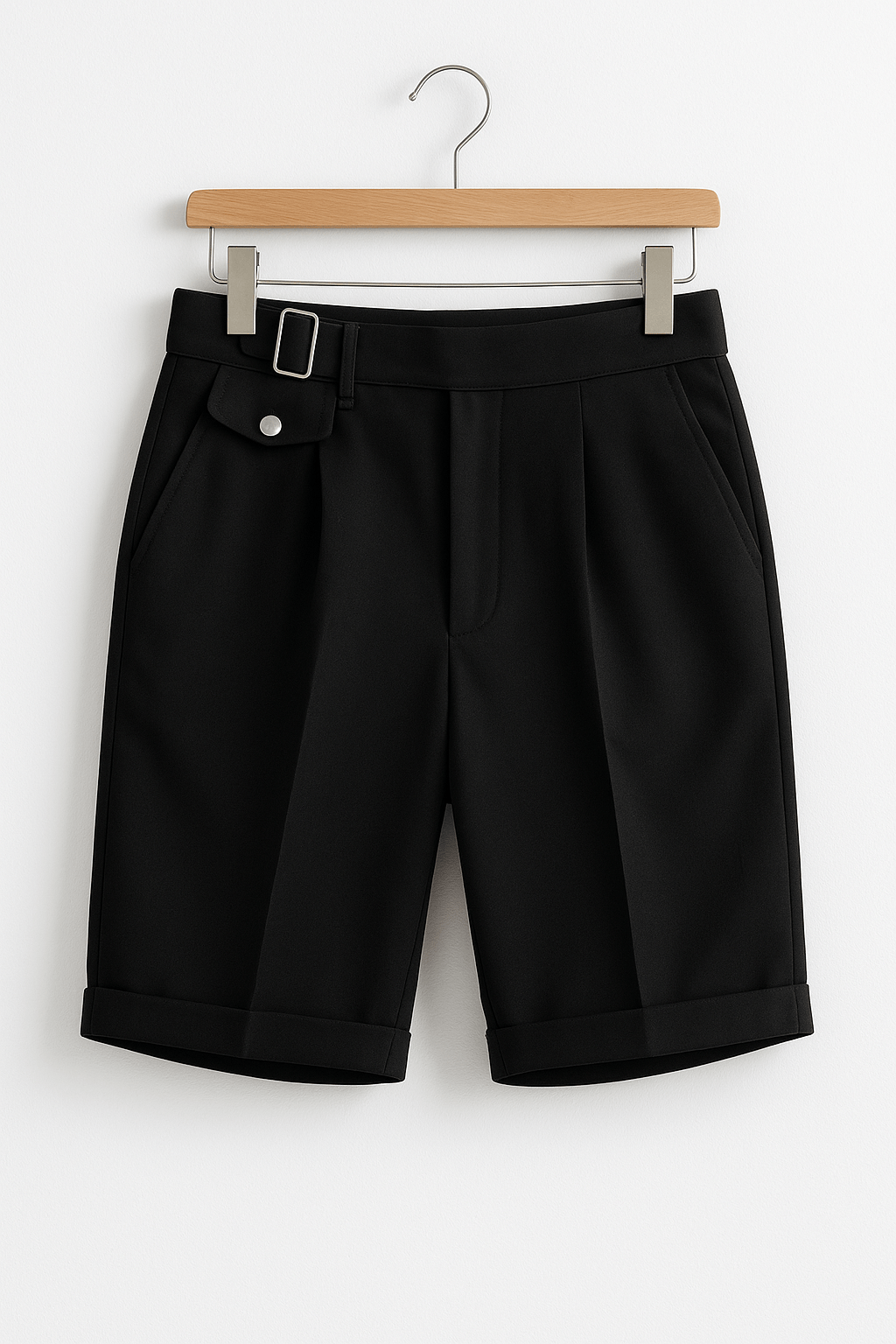 Men’s Pleated Shorts with Side Buckles
