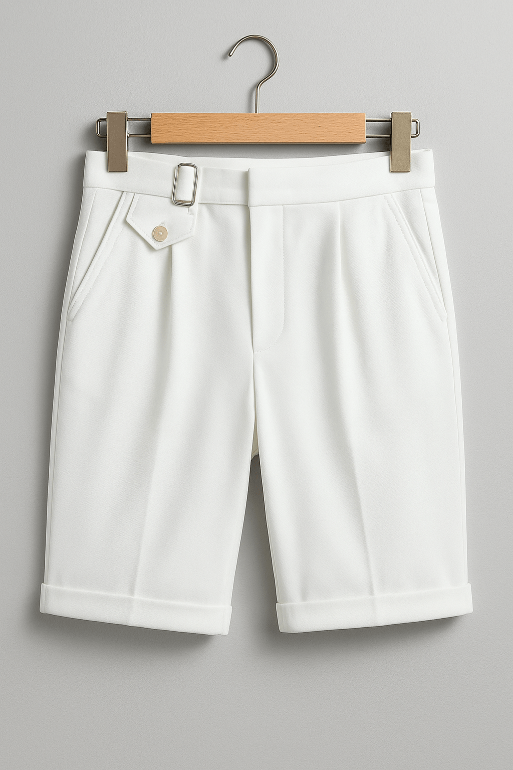 Men’s Pleated Shorts with Side Buckles