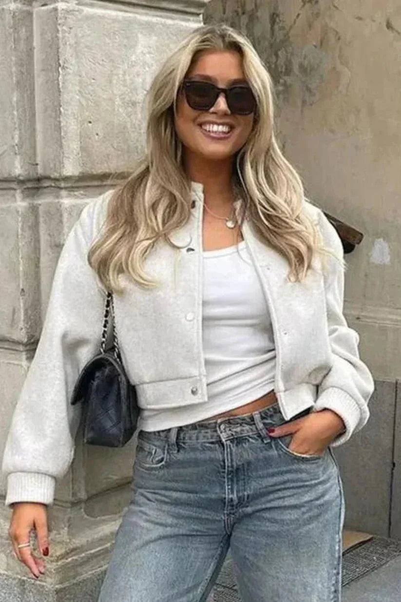 Cropped Bomber Jacket for Women