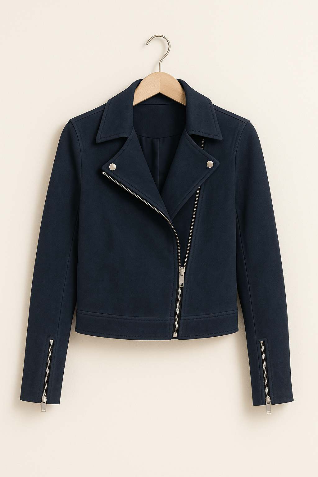 Suede Look Biker Jacket for Women