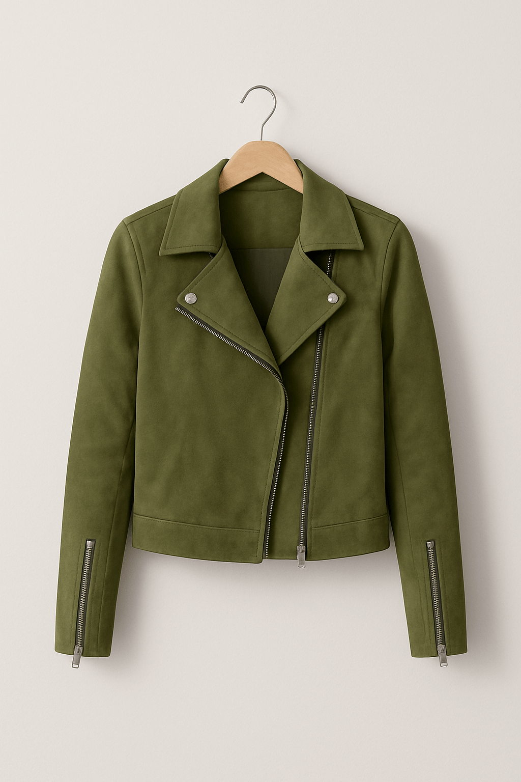 Suede Look Biker Jacket for Women