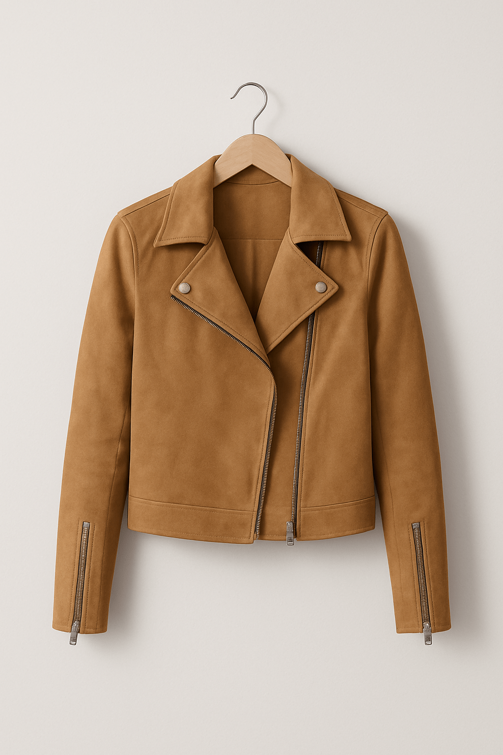 Suede Look Biker Jacket for Women