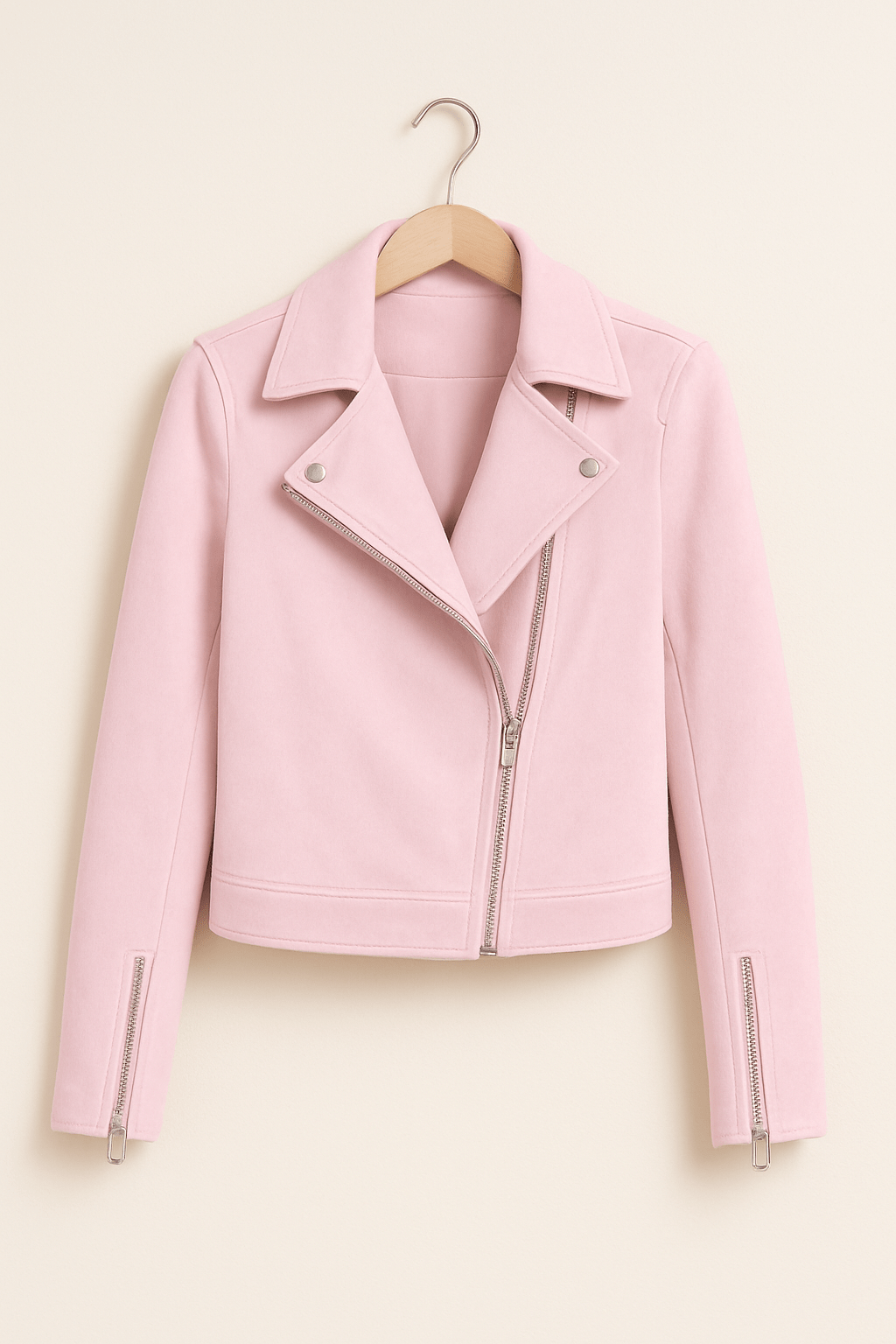 Suede Look Biker Jacket for Women