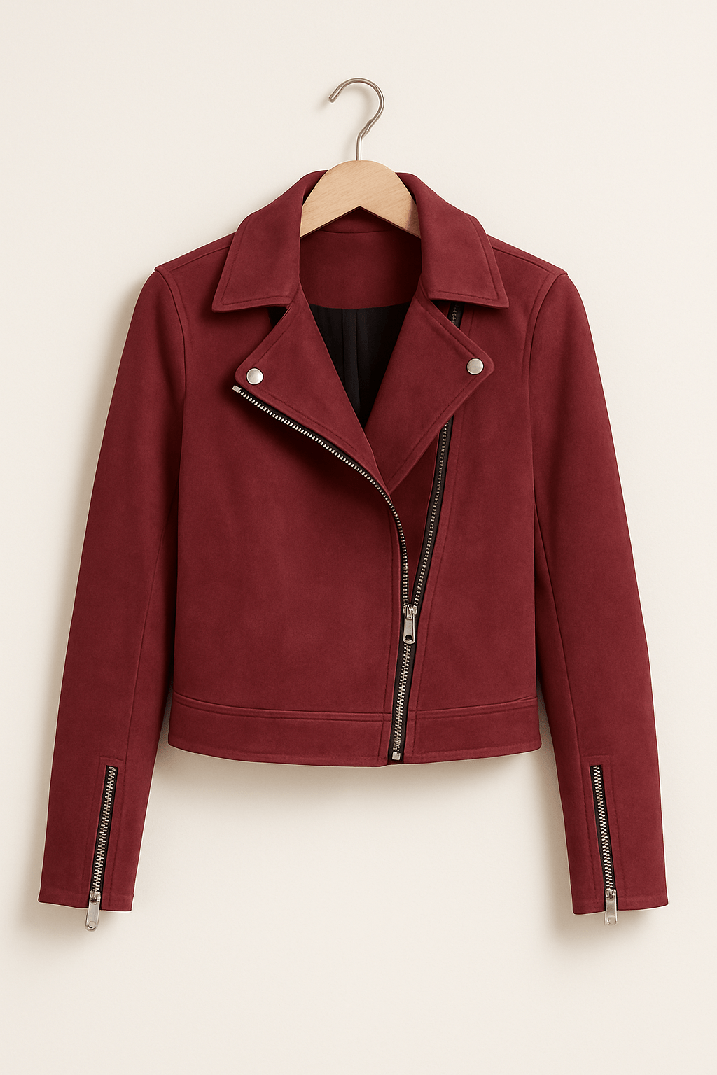 Suede Look Biker Jacket for Women