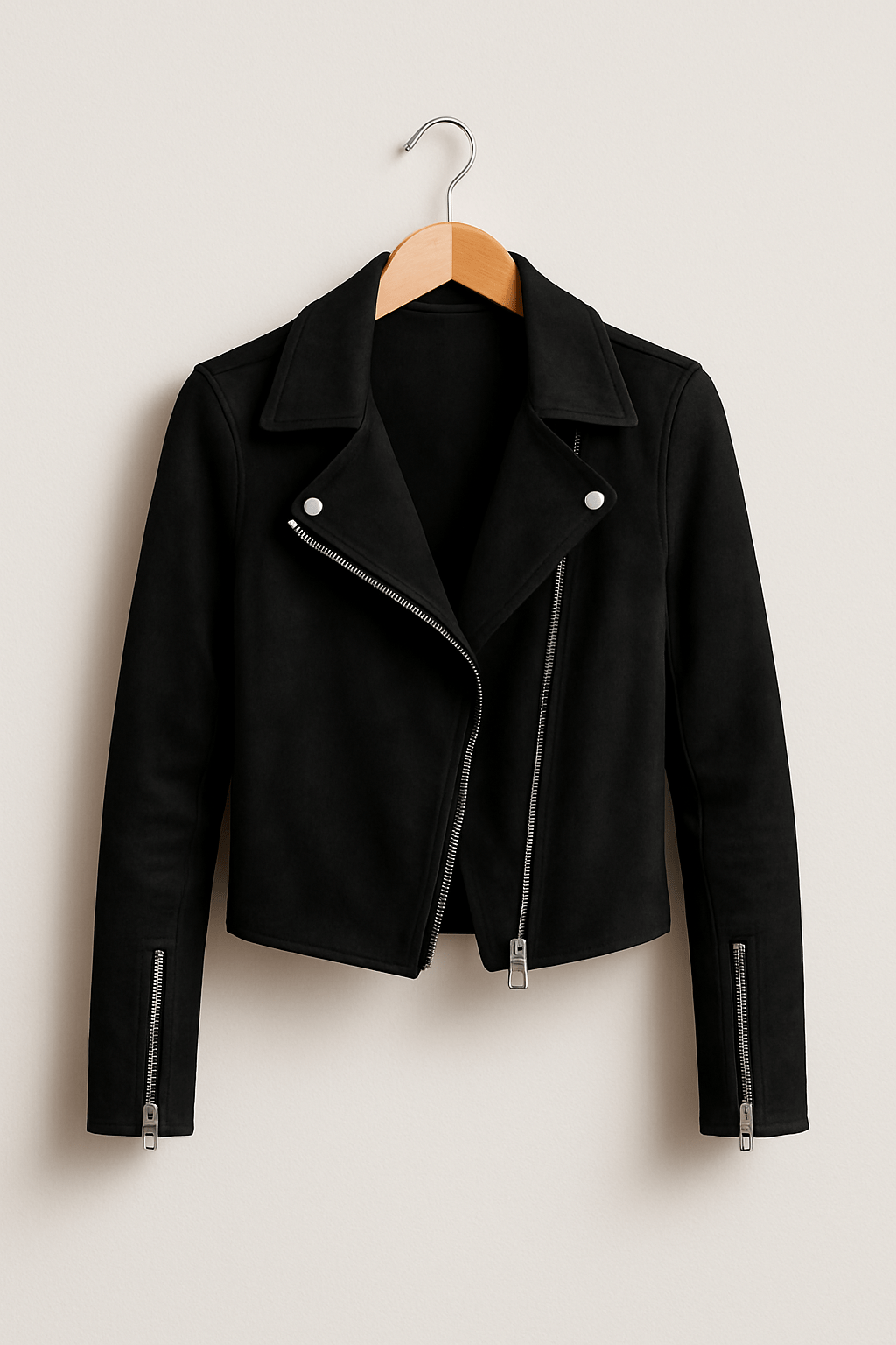Suede Look Biker Jacket for Women