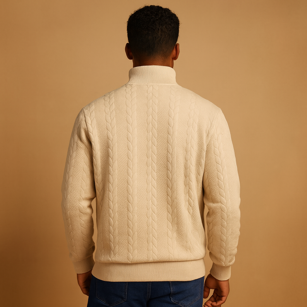 Men’s Quarter Zip Sweater – Relaxed Fit and Timeless Style