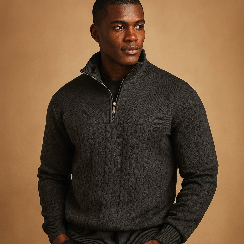 Men’s Quarter Zip Sweater – Relaxed Fit and Timeless Style