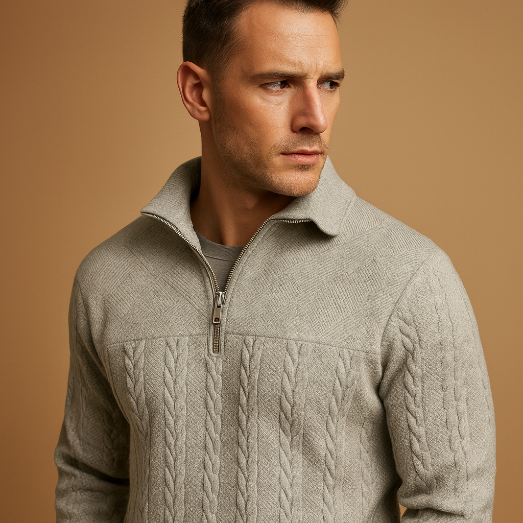 Men’s Quarter Zip Sweater – Relaxed Fit and Timeless Style
