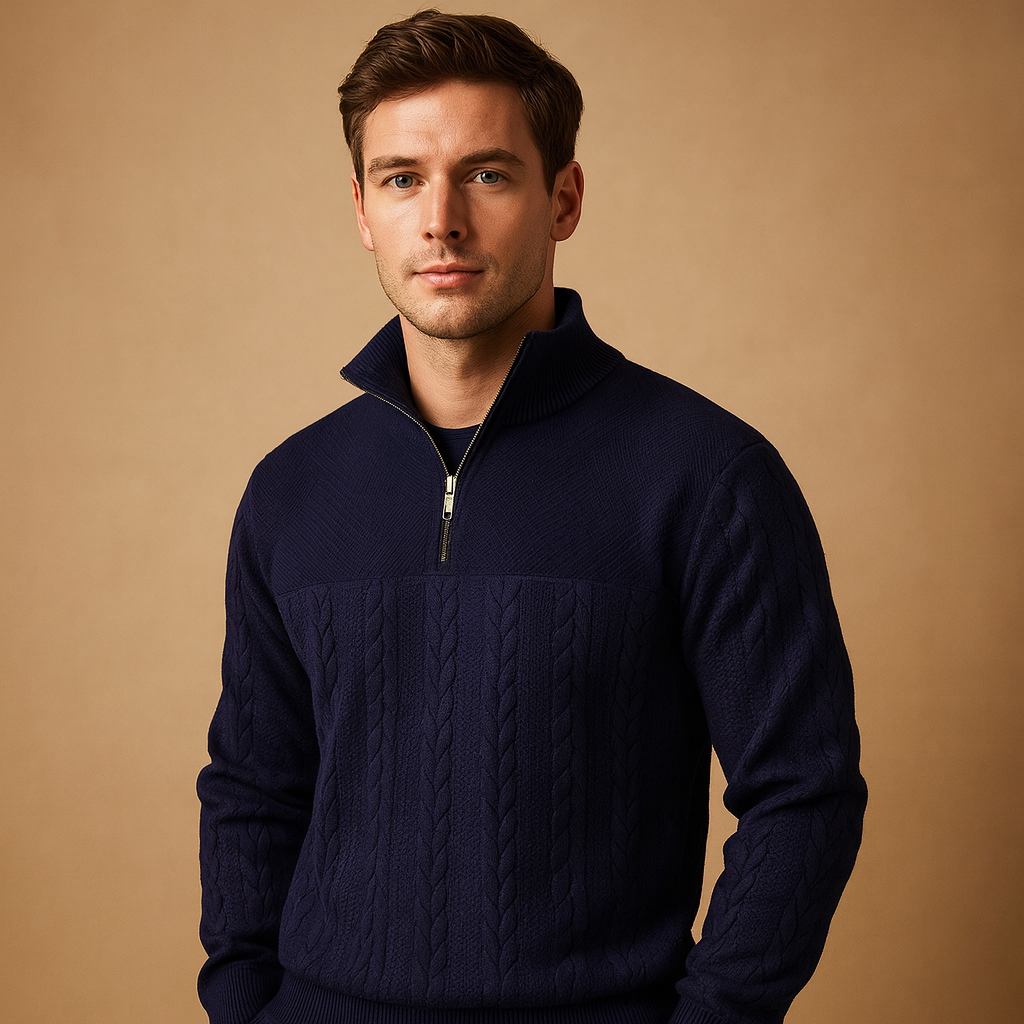 Men’s Quarter Zip Sweater – Relaxed Fit and Timeless Style