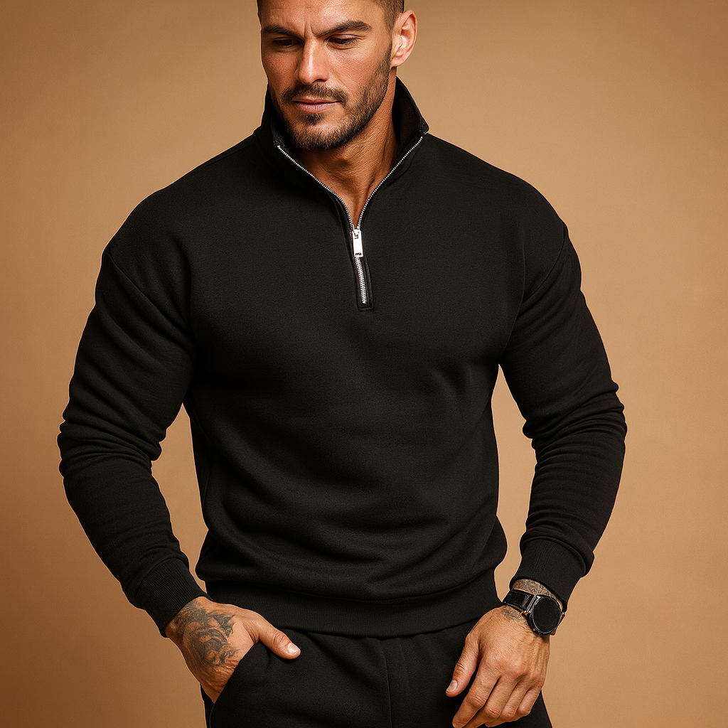 Men’s Half Zip Jumper – Knitted Pullover for Autumn and Winter