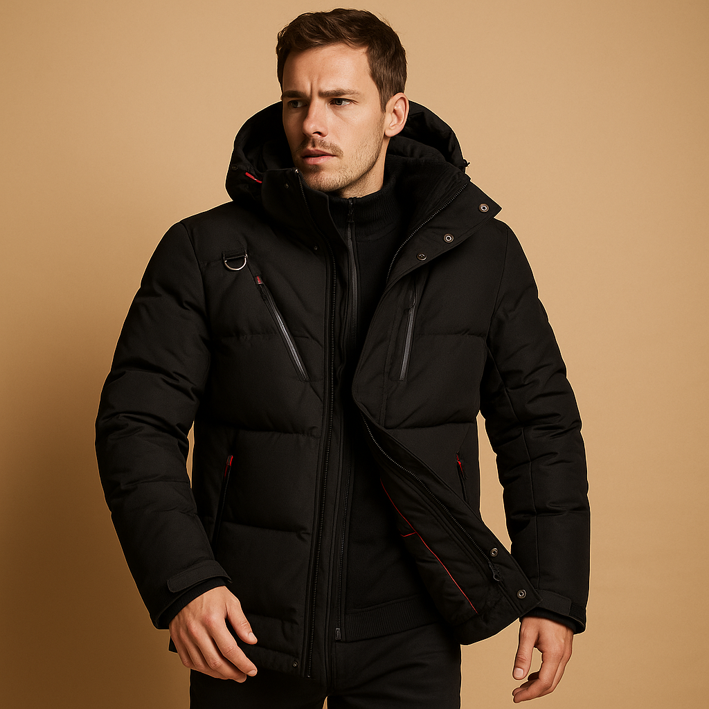 Men’s Down Parka Jacket with Hood – Warm and Windproof