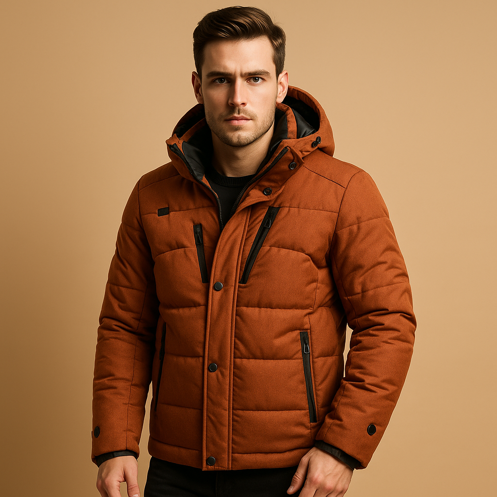Men’s Down Parka Jacket with Hood – Warm and Windproof